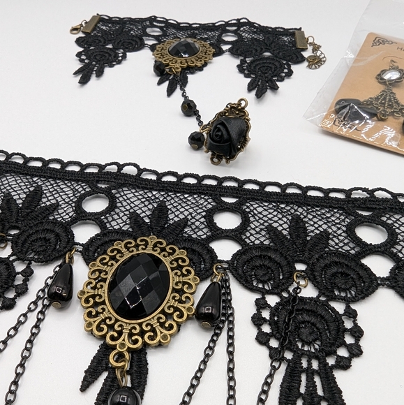 Steam punk / Victorian lace necklace set - Picture 5 of 5